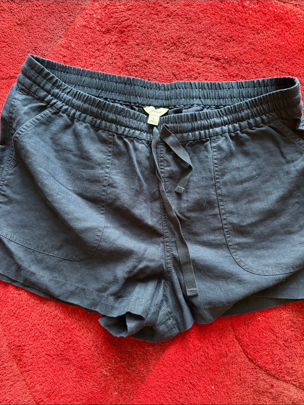 J. Crew Navy Drawstring Linen-Blend Athletic Shorts
